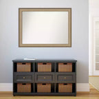 Miroir mural élégant en bronze brossé sans biseau de 43 po x 32 po - Amanti Art : Cadre en polystyrène, quincaillerie de fixation incluse