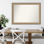 Miroir mural élégant en bronze brossé sans biseau de 43 po x 32 po - Amanti Art : Cadre en polystyrène, quincaillerie de fixation incluse
