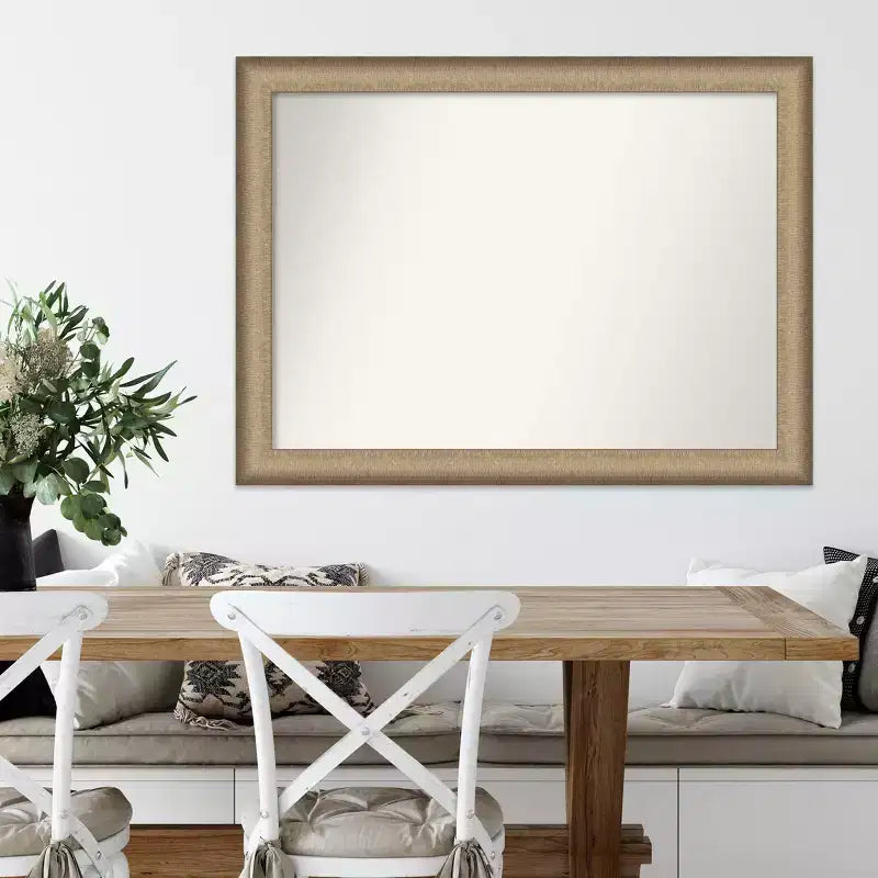 Miroir mural élégant en bronze brossé sans biseau de 43 po x 32 po - Amanti Art : Cadre en polystyrène, quincaillerie de fixation incluse