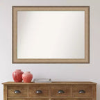 Miroir mural élégant en bronze brossé sans biseau de 43 po x 32 po - Amanti Art : Cadre en polystyrène, quincaillerie de fixation incluse
