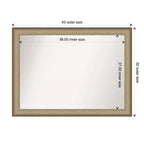 Miroir mural élégant en bronze brossé sans biseau de 43 po x 32 po - Amanti Art : Cadre en polystyrène, quincaillerie de fixation incluse