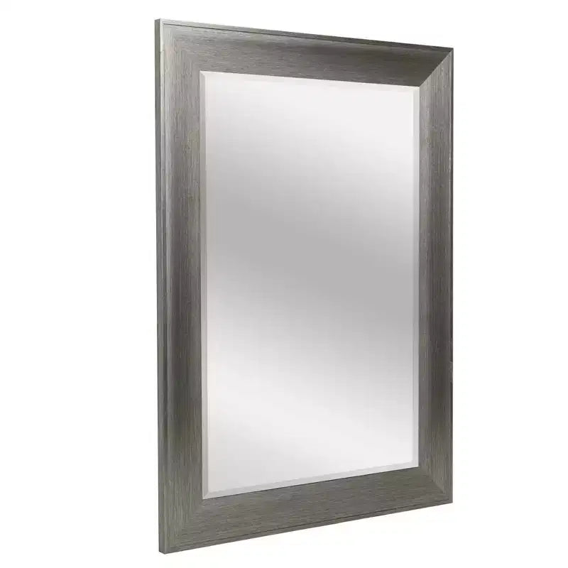 29.5" x 35.5" Metallic Raised Lip Frame Mirror Gray - Head West: Modern Rectangle, Beveled Glass, Wall Mount