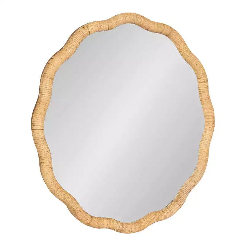 Kate & Laurel All Things Decor Miroir mural encadré Rahfy Scallop 66 cm x 66 cm naturel : style bohème, aucun assemblage requis
