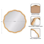 Kate & Laurel All Things Decor Miroir mural encadré Rahfy Scallop 66 cm x 66 cm naturel : style bohème, aucun assemblage requis