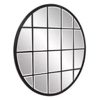 Miroir mural rond 36"x36" Howard Elliott avec cadre en métal à carreaux : bronze huilé, verre biseauté, aucun assemblage requis
