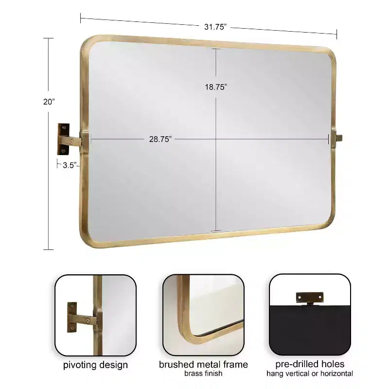 Kate & Laurel All Things Decor Miroir Mural Pivotant Elijah 20"x32" Or