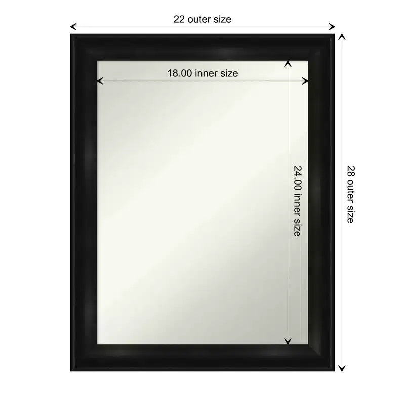Miroir mural de salle de bain noir Amanti Art, collection moderne rectangulaire, 22" x 28", cadre en polystyrène, à monter au mur, non biseauté