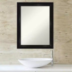 Miroir mural de salle de bain noir Amanti Art, collection moderne rectangulaire, 22" x 28", cadre en polystyrène, à monter au mur, non biseauté