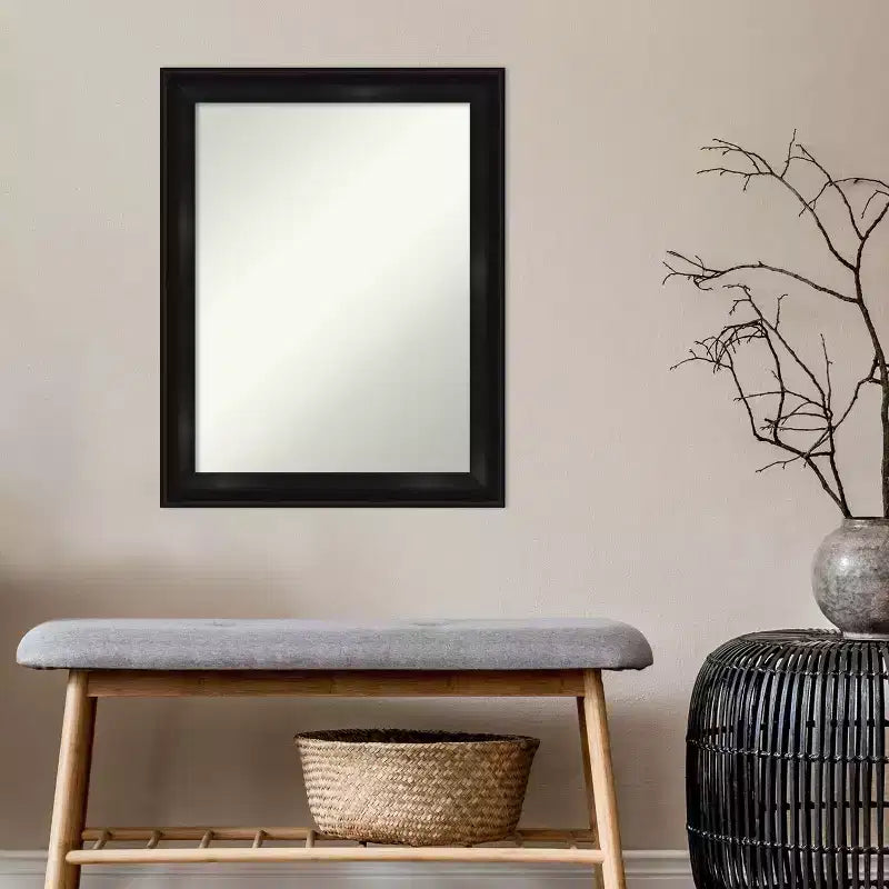 Miroir mural de salle de bain noir Amanti Art, collection moderne rectangulaire, 22" x 28", cadre en polystyrène, à monter au mur, non biseauté