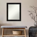 Miroir mural de salle de bain noir Amanti Art, collection moderne rectangulaire, 22" x 28", cadre en polystyrène, à monter au mur, non biseauté