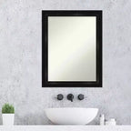 Miroir mural de salle de bain noir Amanti Art, collection moderne rectangulaire, 22" x 28", cadre en polystyrène, à monter au mur, non biseauté