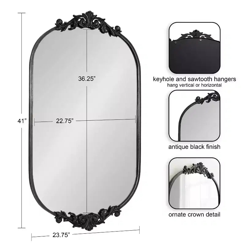 Kate & Laurel All Things Decor Miroir mural Arendahl Capsule 24"x41" Noir