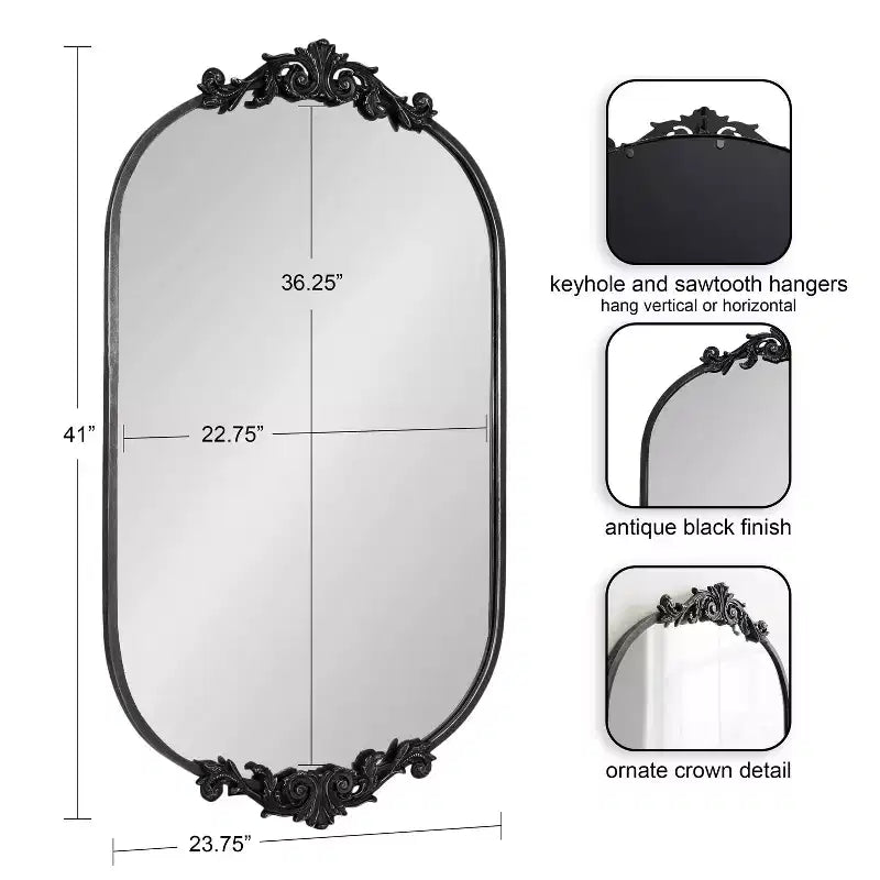Kate & Laurel All Things Decor Miroir mural Arendahl Capsule 24"x41" Noir
