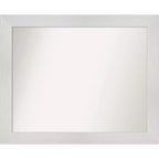 33" x 27" Non-Beveled Mosaic White Wall Mirror - Amanti Art: Modern Rectangle, Includes Mounting Hardware