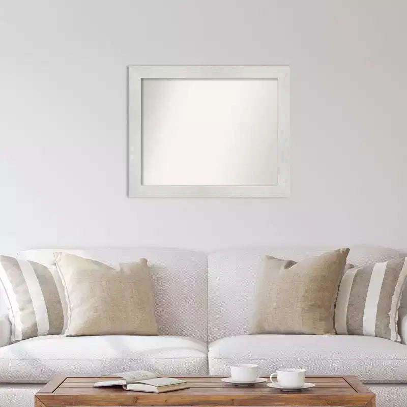 Miroir mural mosaïque blanc non biseauté 33" x 27" - Amanti Art : Rectangle moderne, Quincaillerie de montage incluse