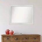 Miroir mural mosaïque blanc non biseauté 33" x 27" - Amanti Art : Rectangle moderne, Quincaillerie de montage incluse