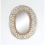 Miroir mural ovale en bambou tressé marron - Storied Home