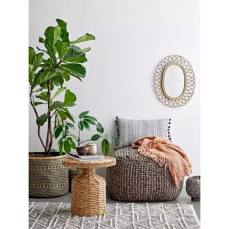 Miroir mural ovale en bambou tressé marron - Storied Home
