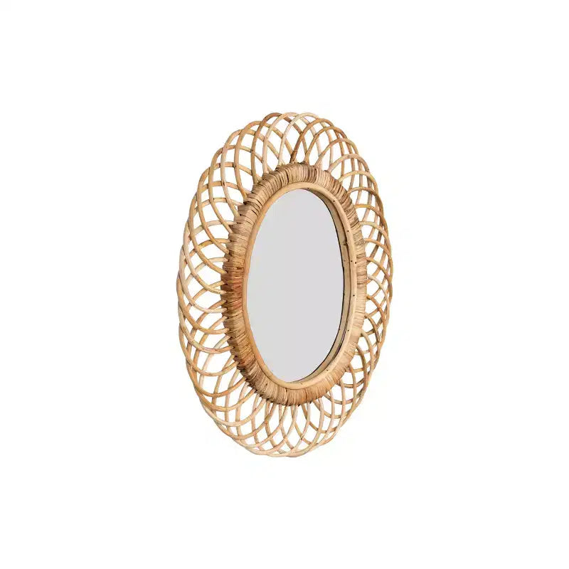 Miroir mural ovale en bambou tressé marron - Storied Home