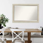 Miroir mural biseauté crème en bois « Parthénon », 102 x 71 cm – Amanti Art : Rectangulaire moderne, aucun assemblage requis