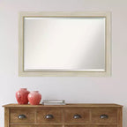 Miroir mural biseauté crème en bois « Parthénon », 102 x 71 cm – Amanti Art : Rectangulaire moderne, aucun assemblage requis