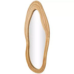 Miroir mural ondulé abstrait en bois 41x18 po : Décoration bohème sculptée – Olivia & May