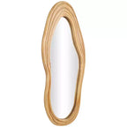 Miroir mural ondulé abstrait en bois 41x18 po : Décoration bohème sculptée – Olivia & May