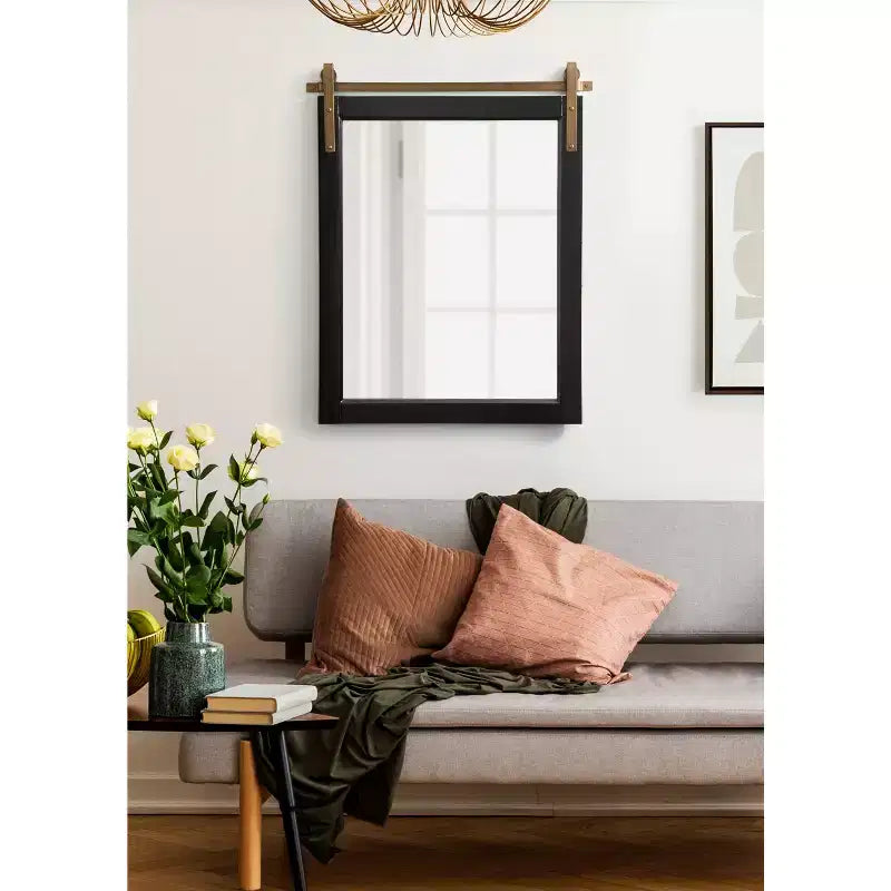 Miroir mural décoratif Skylan 24"x31" Noir - Kate & Laurel All Things Decor : Style Ferme Moderne, Forme Rectangulaire, Mural