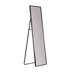 Brewster Carmen, miroir rectangulaire linéaire noir : miroir sur pied moderne, 60x18, cadre en métal, autoportant