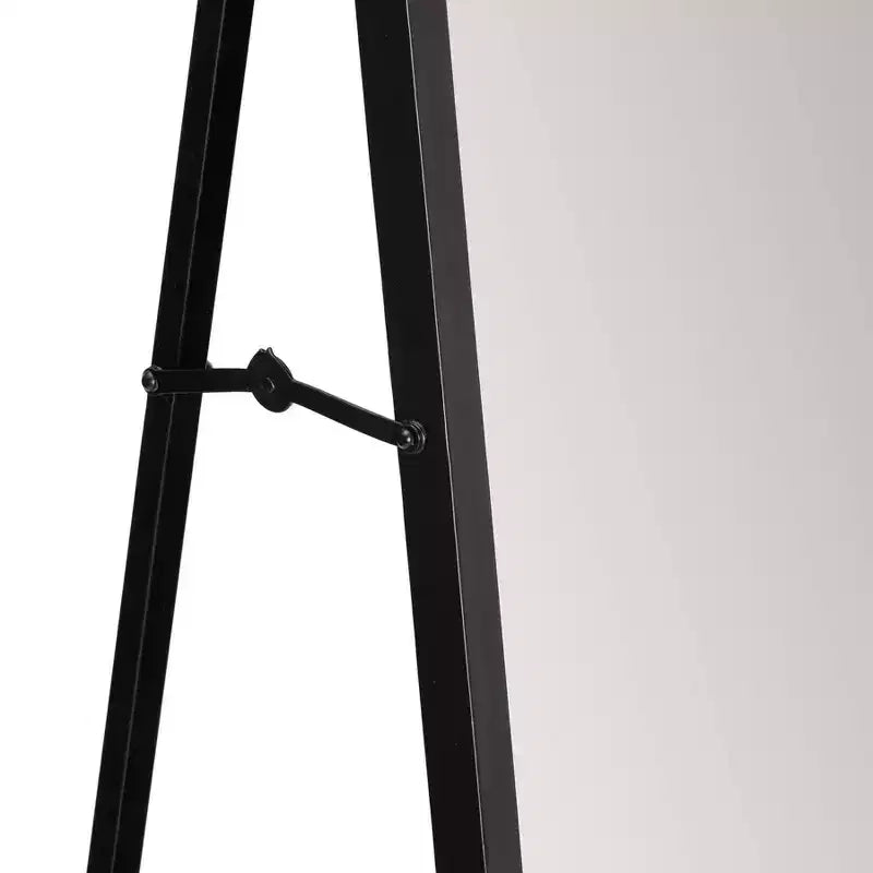 Brewster Carmen, miroir rectangulaire linéaire noir : miroir sur pied moderne, 60x18, cadre en métal, autoportant