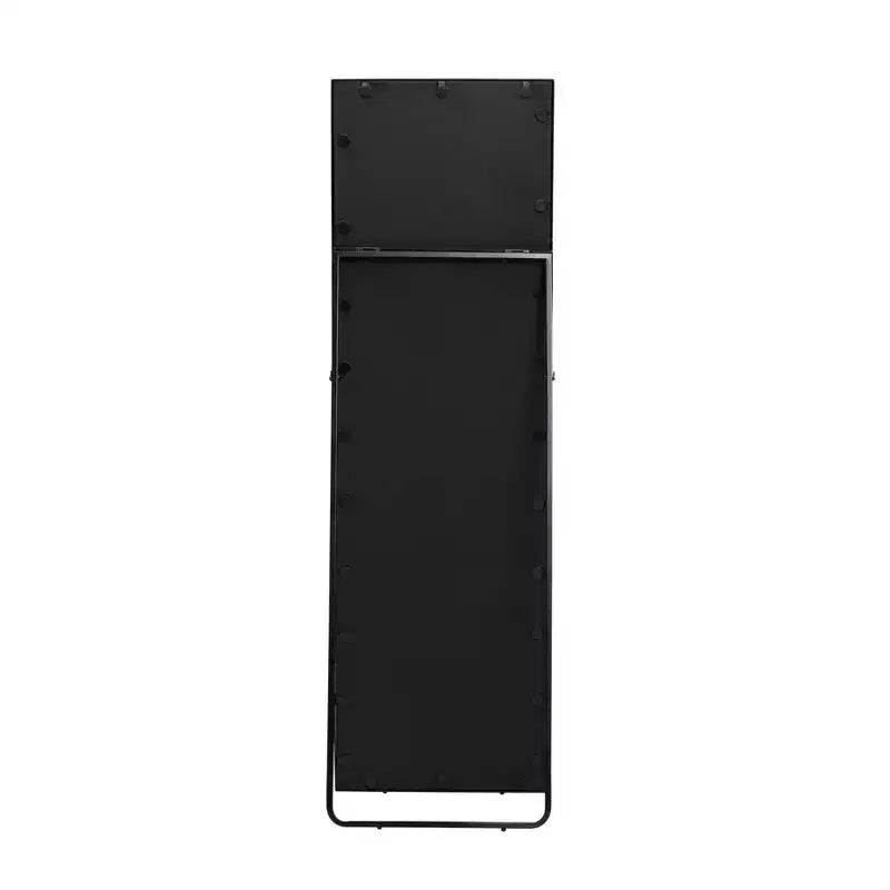 Brewster Carmen, miroir rectangulaire linéaire noir : miroir sur pied moderne, 60x18, cadre en métal, autoportant