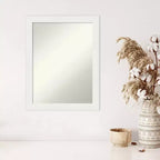 Miroir mural étroit sans biseau de 22 po x 28 po pour coiffeuse, blanc - Amanti Art