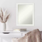 Miroir mural étroit sans biseau de 22 po x 28 po pour coiffeuse, blanc - Amanti Art