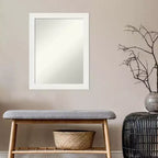 Miroir mural étroit sans biseau de 22 po x 28 po pour coiffeuse, blanc - Amanti Art