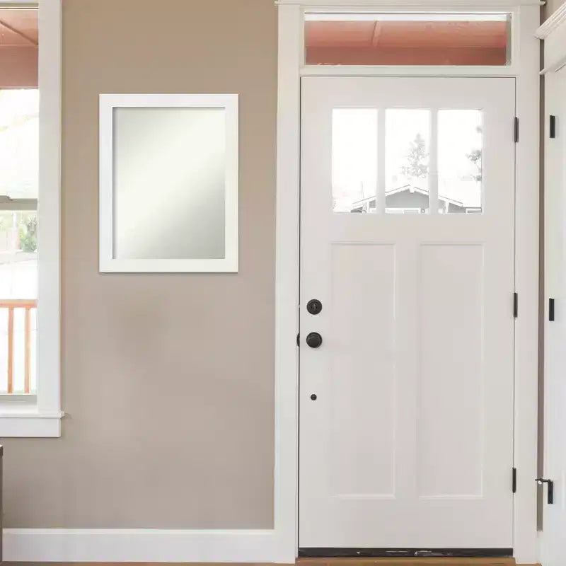 Miroir mural étroit sans biseau de 22 po x 28 po pour coiffeuse, blanc - Amanti Art