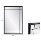 Miroir mural et de courtoisie Howard Elliott 36"x24" avec cadre multi-panneaux en métal antique français, noir