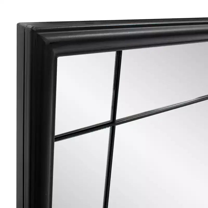 Miroir mural et de courtoisie Howard Elliott 36"x24" avec cadre multi-panneaux en métal antique français, noir