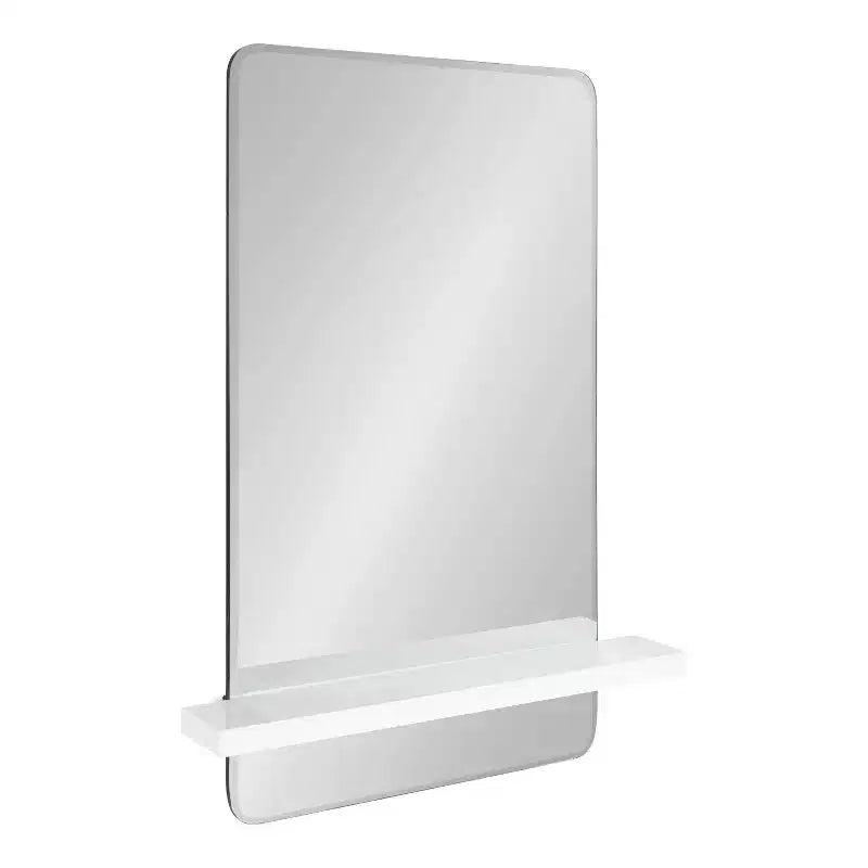 22" x 30" Fosset Frameless Mirror with Shelf White - Kate & Laurel All Things Decor: Chic Bathroom Vanity, Wall Mount