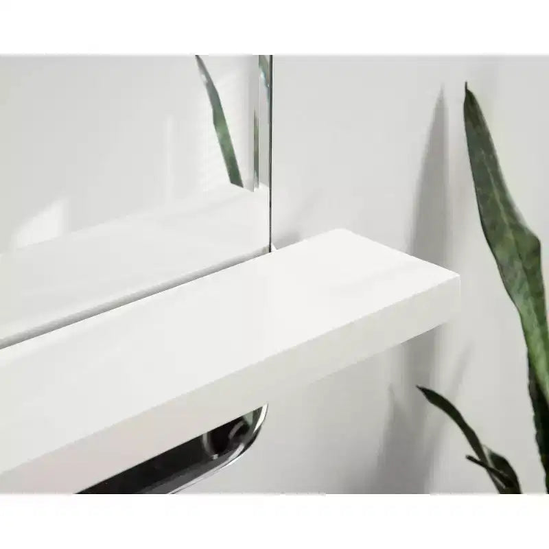 Miroir sans cadre Fosset de 22" x 30" avec étagère blanche - Kate & Laurel All Things Decor : Meuble-lavabo de salle de bain chic, fixation murale