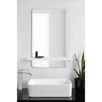 Miroir sans cadre Fosset de 22" x 30" avec étagère blanche - Kate & Laurel All Things Decor : Meuble-lavabo de salle de bain chic, fixation murale