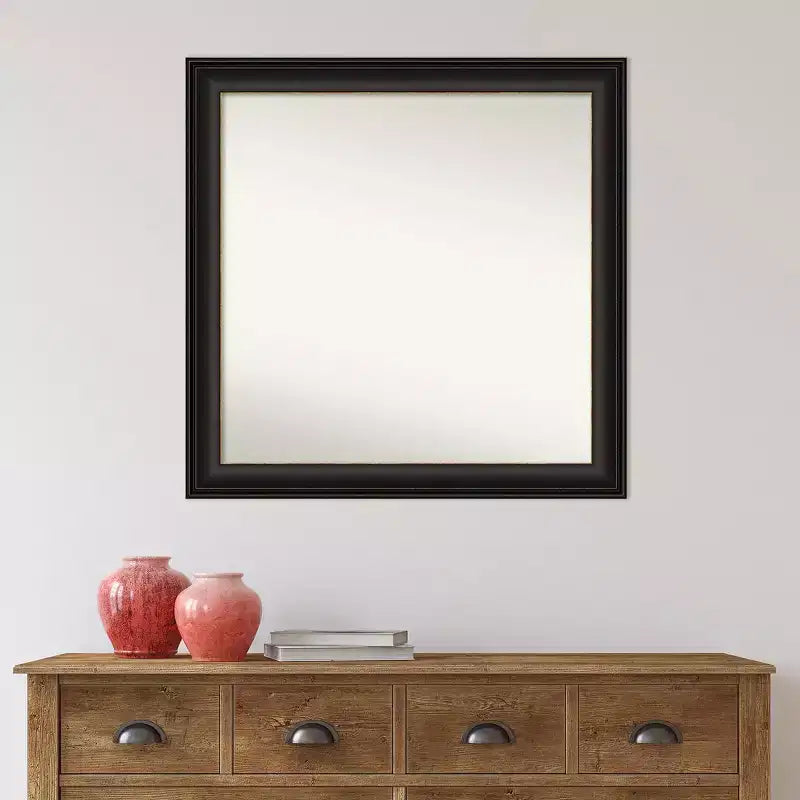 Miroir mural trio 78,7 cm x 78,7 cm en bronze huilé non biseauté - Amanti Art : Moderne, encadré carré, en polystyrène, quincaillerie de montage incluse