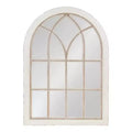 31" x 44" Nikoletta Arch Wall Mirror White - Kate & Laurel All Things Decor: Coastal Windowpane Design, Wood Frame