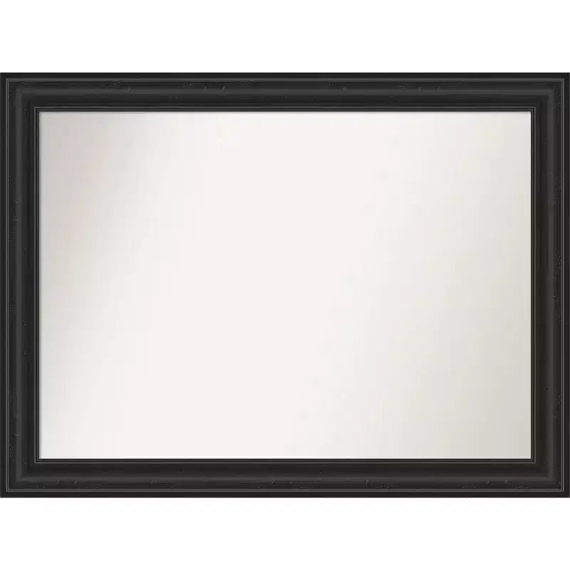 44" x 33" Non-Beveled Shipwreck Black Bathroom Wall Mirror - Amanti Art: Modern Rectangle, Wall Mount, Includes Hardware