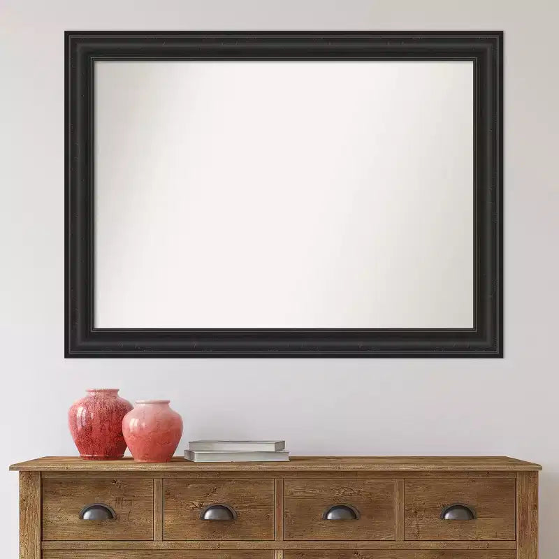 Miroir mural de salle de bain noir Shipwreck non biseauté 44" x 33" - Amanti Art : Rectangle moderne, fixation murale, quincaillerie incluse