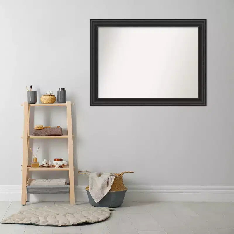 Miroir mural de salle de bain noir Shipwreck non biseauté 44" x 33" - Amanti Art : Rectangle moderne, fixation murale, quincaillerie incluse