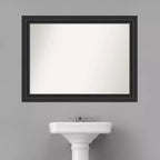 Miroir mural de salle de bain noir Shipwreck non biseauté 44" x 33" - Amanti Art : Rectangle moderne, fixation murale, quincaillerie incluse