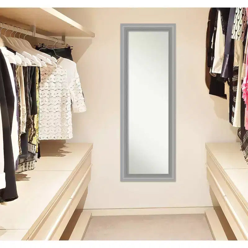 Miroir de porte 48 x 135 cm, nickel poli, sommet non biseauté