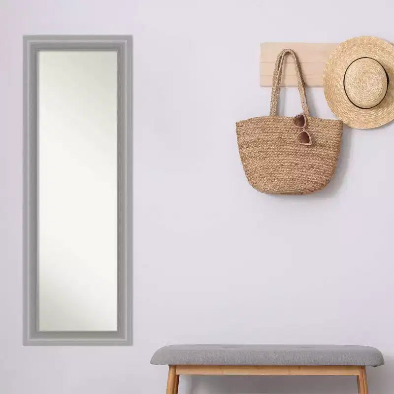 Miroir de porte 48 x 135 cm, nickel poli, sommet non biseauté