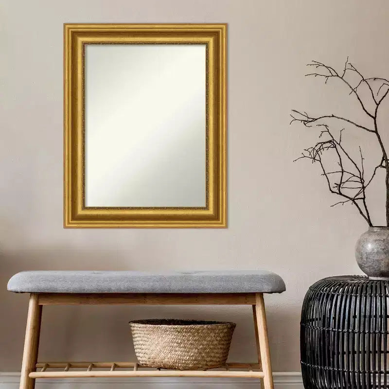 Miroir mural de salle de bain sans biseau 24" x 30" Or - Amanti Art
