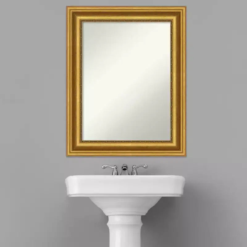 Miroir mural de salle de bain sans biseau 24" x 30" Or - Amanti Art